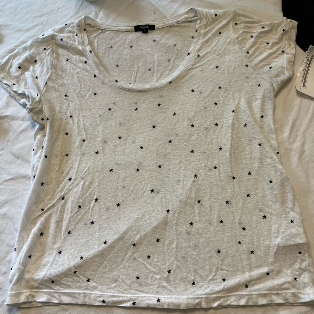 Rails White Tee with Black Star Pattern